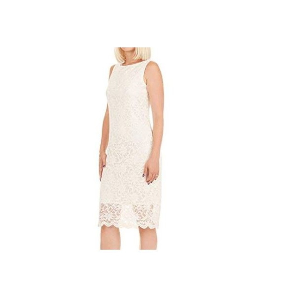 Ivory Floral Scallop Lace Dress
